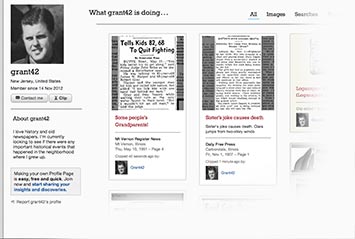 Profile page on York Daily Record Archive