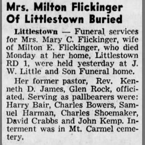 Obituary for  Flickinger