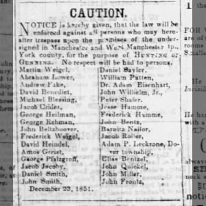 Caution against trespassing 1852