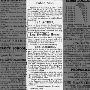 1828 April 8, York Gazette, Estate Sale