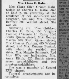 Obituary for Clara Ellen Rahe